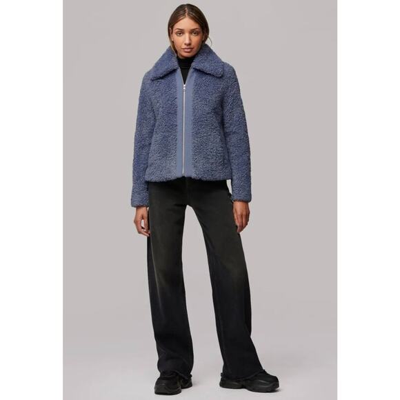 EUC Soia & Kyo DANIELA Faux Shearling Jacket Blue Size Medium Teddy Zip Coat - Picture 14 of 16